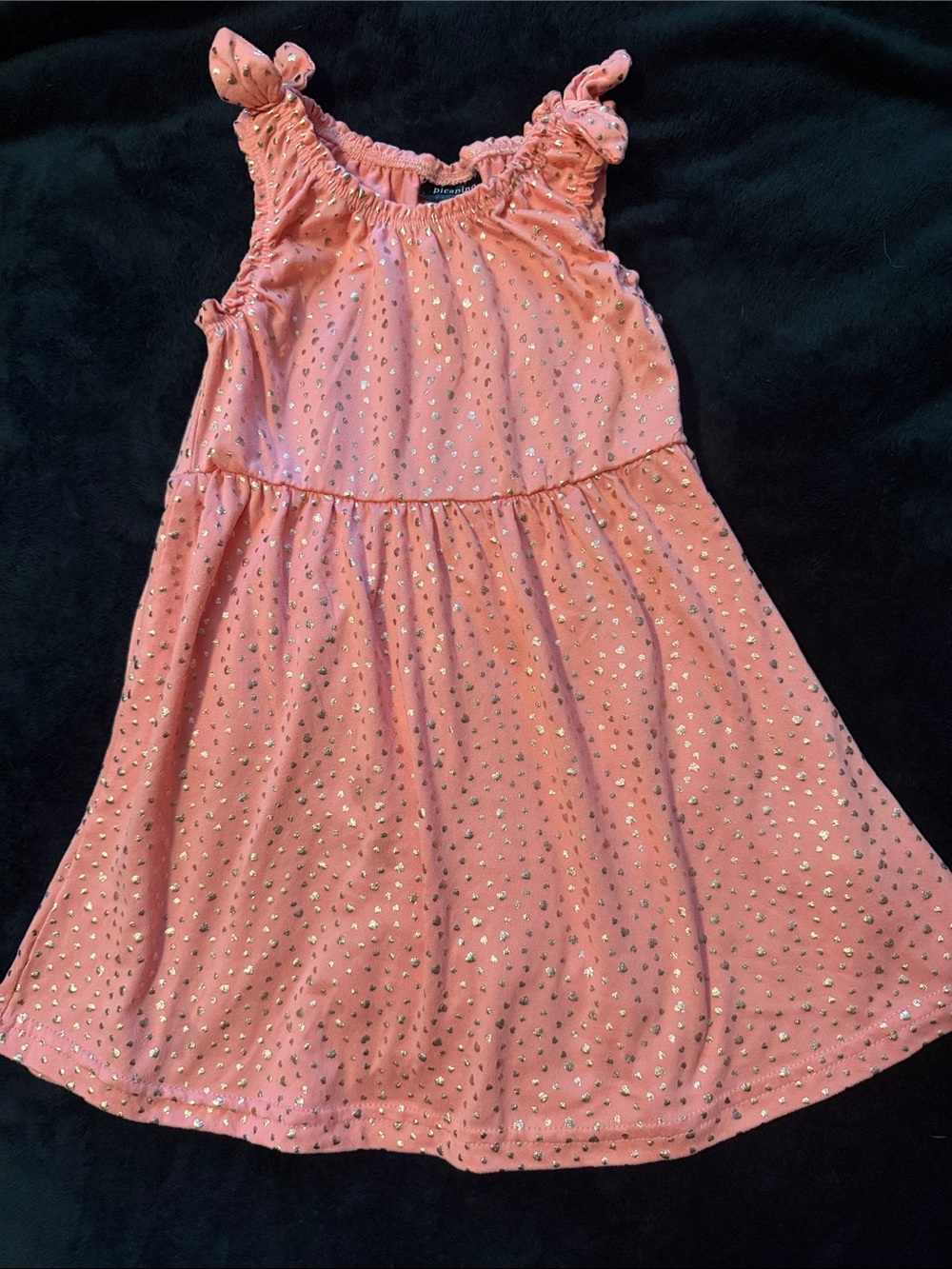 Girls' Pink Metallic gold heart Sleeveless Summer Dress